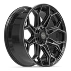 4PLAY 4P83 22x9 6x135 + 6x139.7 12et Gloss Black Brushed with Tinted Clear Wheel - View 3