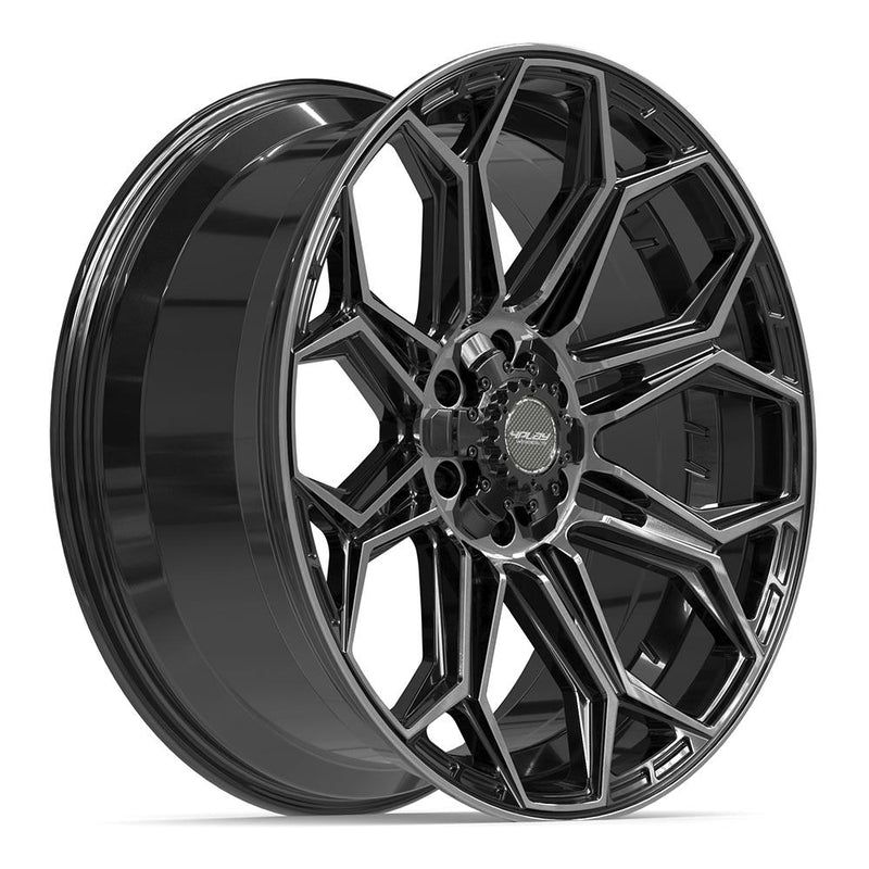 4PLAY 4P83 22x9 6x135 + 6x139.7 12et Gloss Black Brushed with Tinted Clear Wheel - View 3