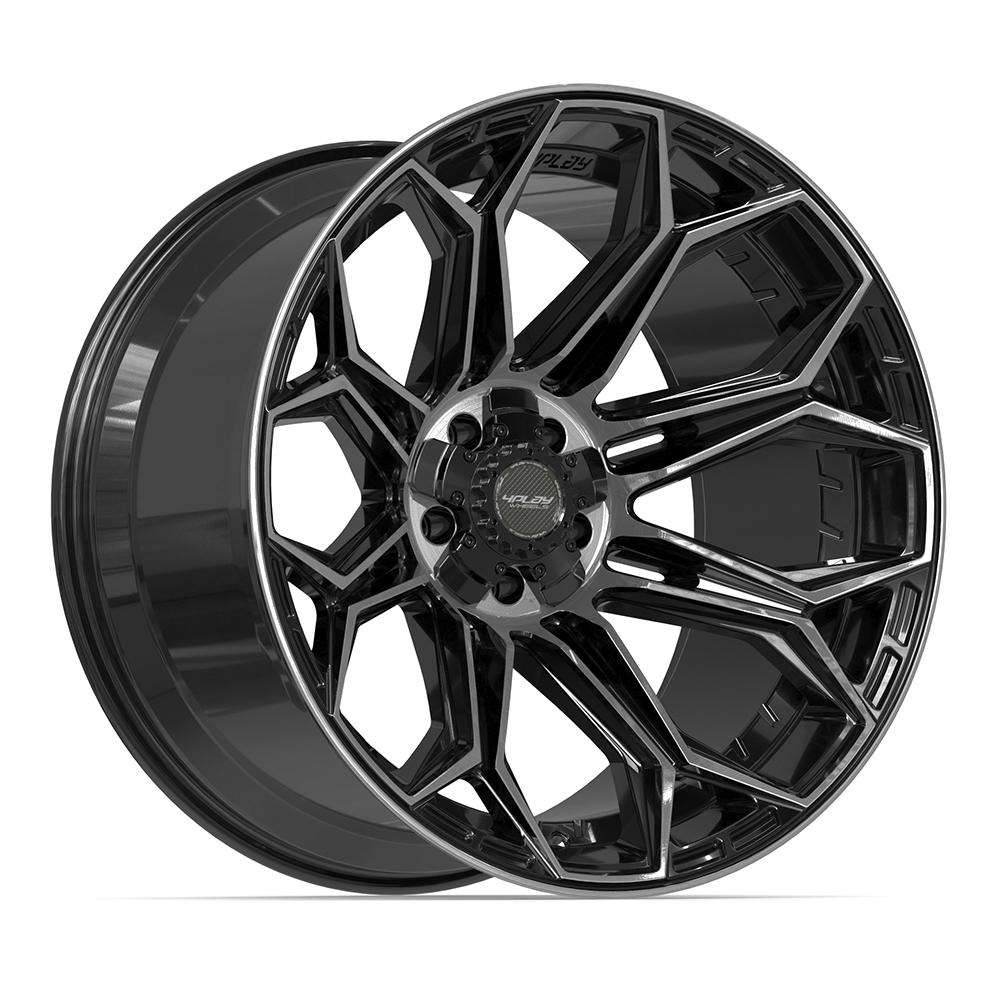 4PLAY 4P83 22x12 5x127 + 5x139.7 -44et Gloss Black Brushed with Tinted Clear Wheel