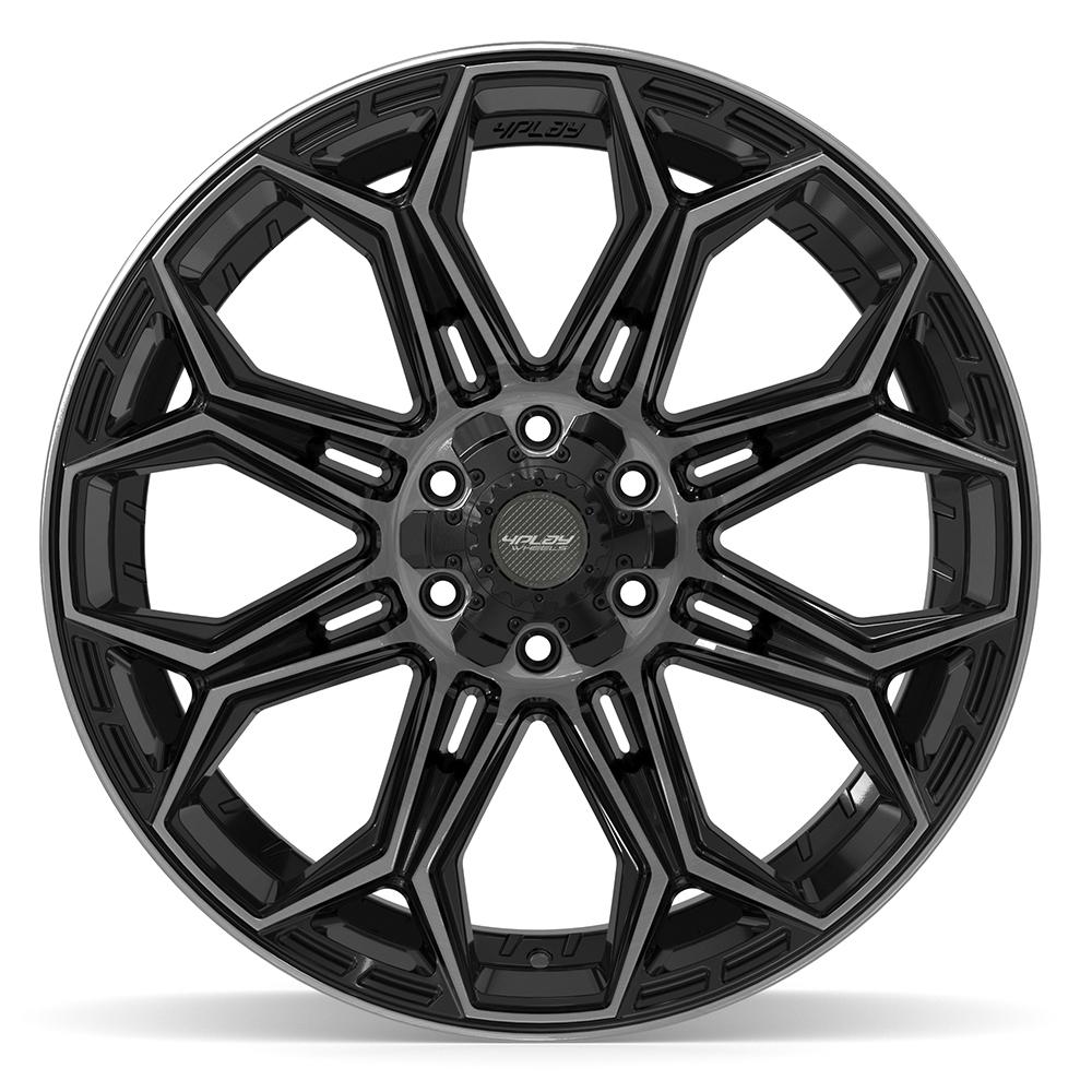 4PLAY 4P83 22x12 6x135 + 6x139.7 -44et Gloss Black Brushed with Tinted Clear Wheel - View 2