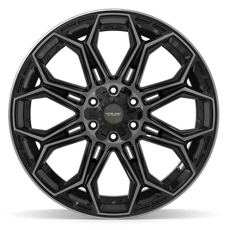 4PLAY 4P83 22x12 6x135 + 6x139.7 -44et Gloss Black Brushed with Tinted Clear Wheel - View 2