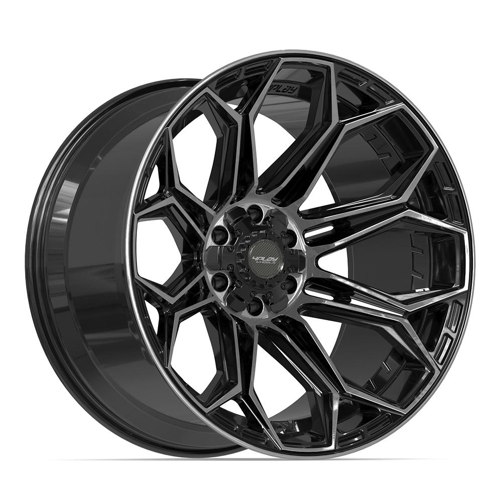 4PLAY 4P83 22x12 6x135 + 6x139.7 -44et Gloss Black Brushed with Tinted Clear Wheel