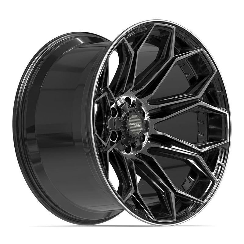 4PLAY 4P83 22x12 6x135 + 6x139.7 -44et Gloss Black Brushed with Tinted Clear Wheel - View 3