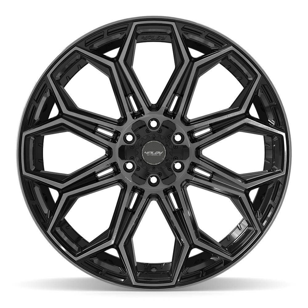4PLAY 4P83 24x12 6x135 + 6x139.7 -44et Gloss Black Brushed with Tinted Clear Wheel - View 2
