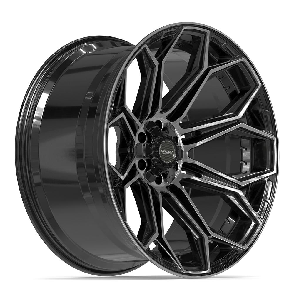 4PLAY 4P83 24x12 6x135 + 6x139.7 -44et Gloss Black Brushed with Tinted Clear Wheel - View 3
