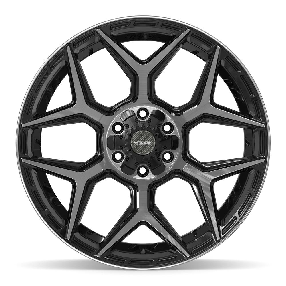 4PLAY 4P06 22x10 6x135 + 6x139.7 -18et Gloss Black Brushed with Tinted Clear Wheel - View 2
