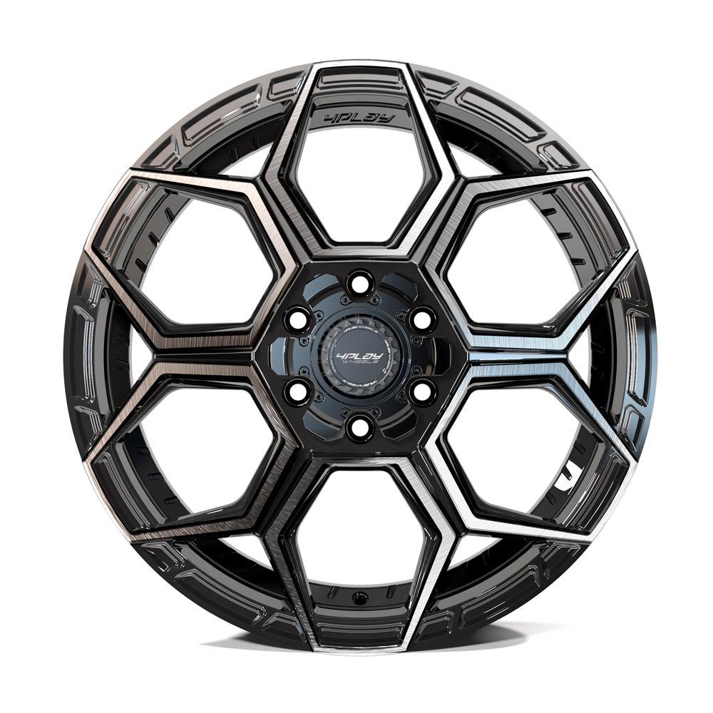 4PLAY 4PS26 18x8 5x108 + 5x110 38et Gloss Black Brushed with Tinted Clear Wheel - View 2