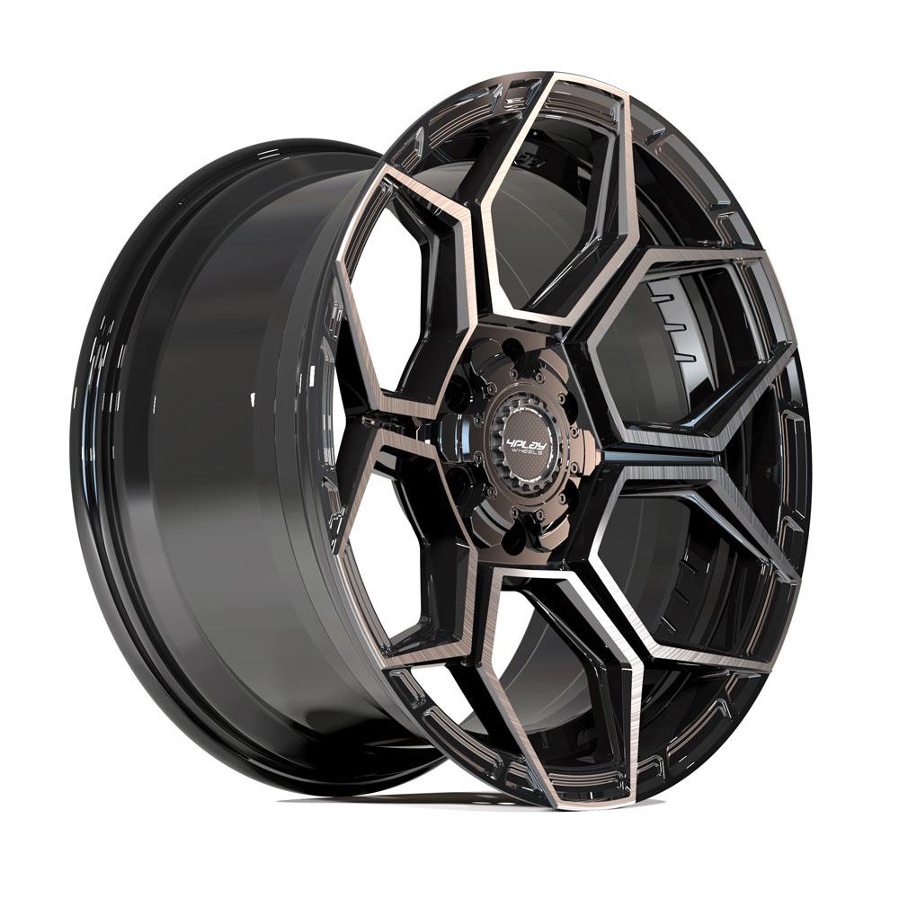 4PLAY 4PS26 18x8 5x108 + 5x110 38et Gloss Black Brushed with Tinted Clear Wheel