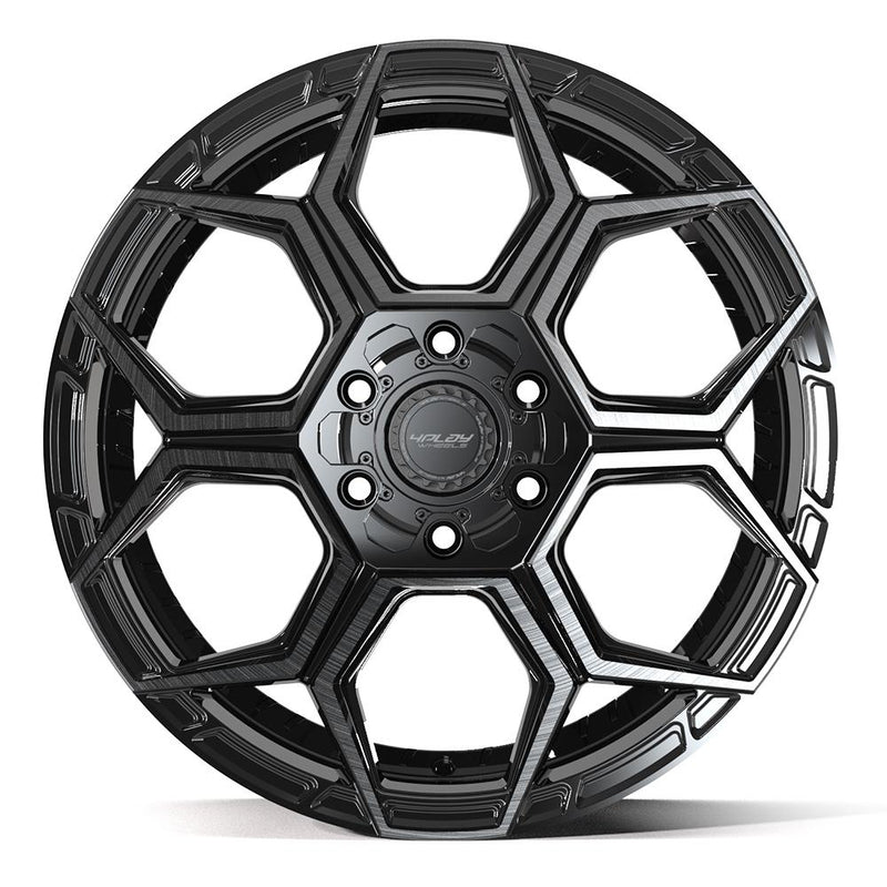4PLAY 4PS26 20x9 6x135 + 6x139.7 18et Gloss Black Brushed with Tinted Clear Wheel - View 2