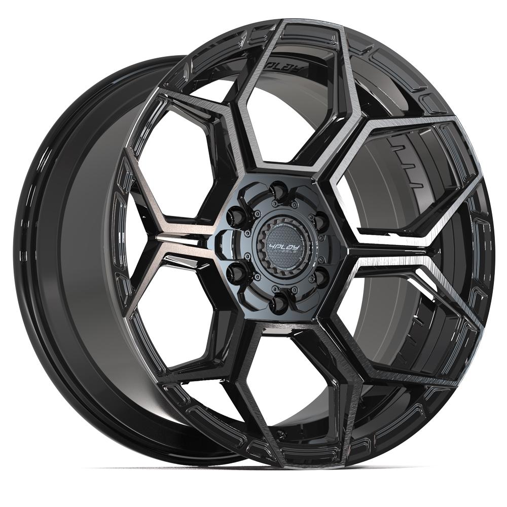 4PLAY 4PS26 20x9 6x135 + 6x139.7 -6et Gloss Black Brushed with Tinted Clear Wheel