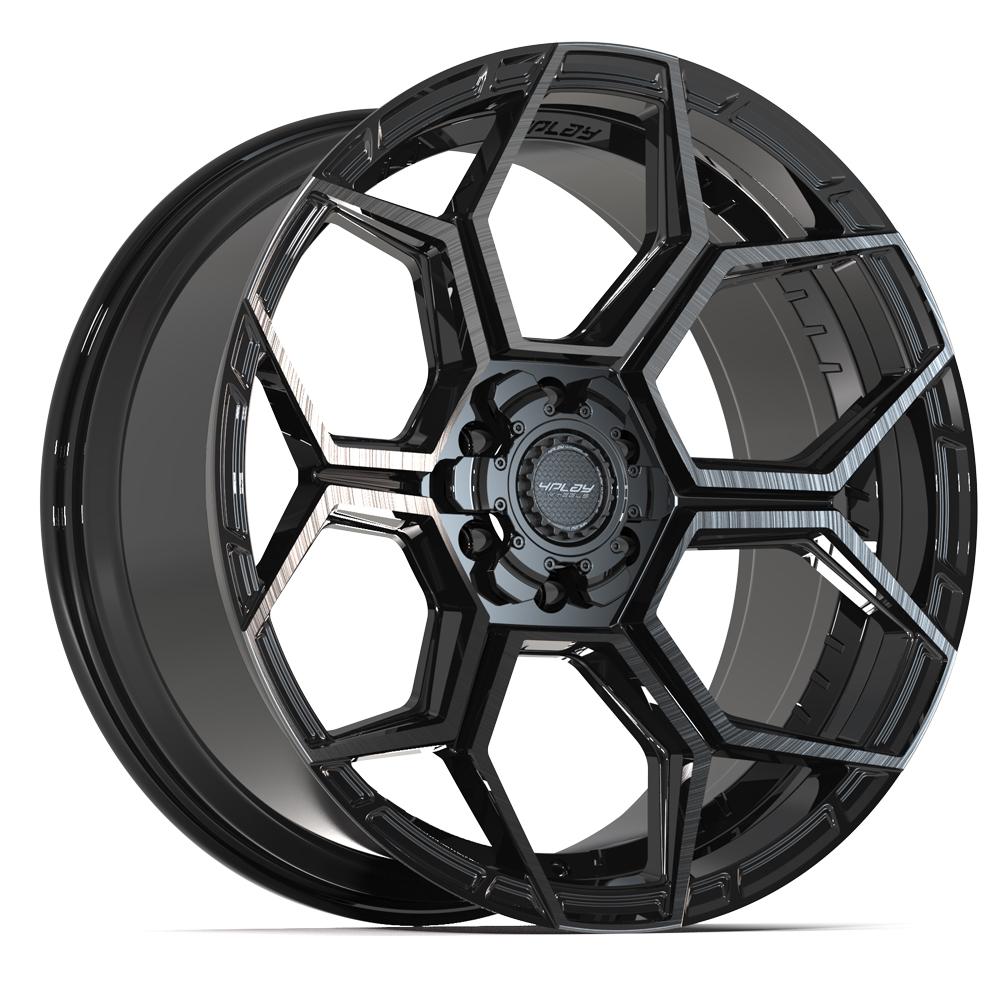 4PLAY 4PS26 22x10 6x135 + 6x139.7 0et Gloss Black Brushed with Tinted Clear Wheel