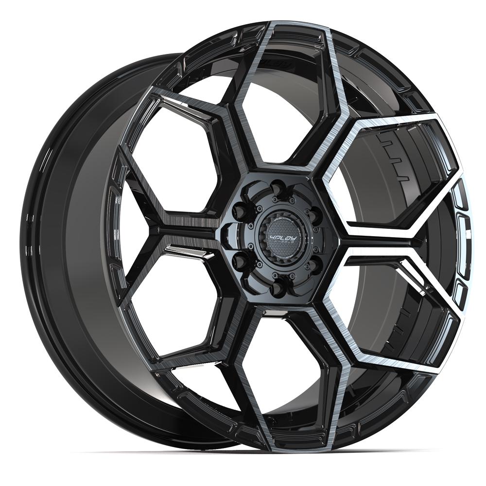 4PLAY 4PS26 22x10 6x135 + 6x139.7 24et Gloss Black Brushed with Tinted Clear Wheel