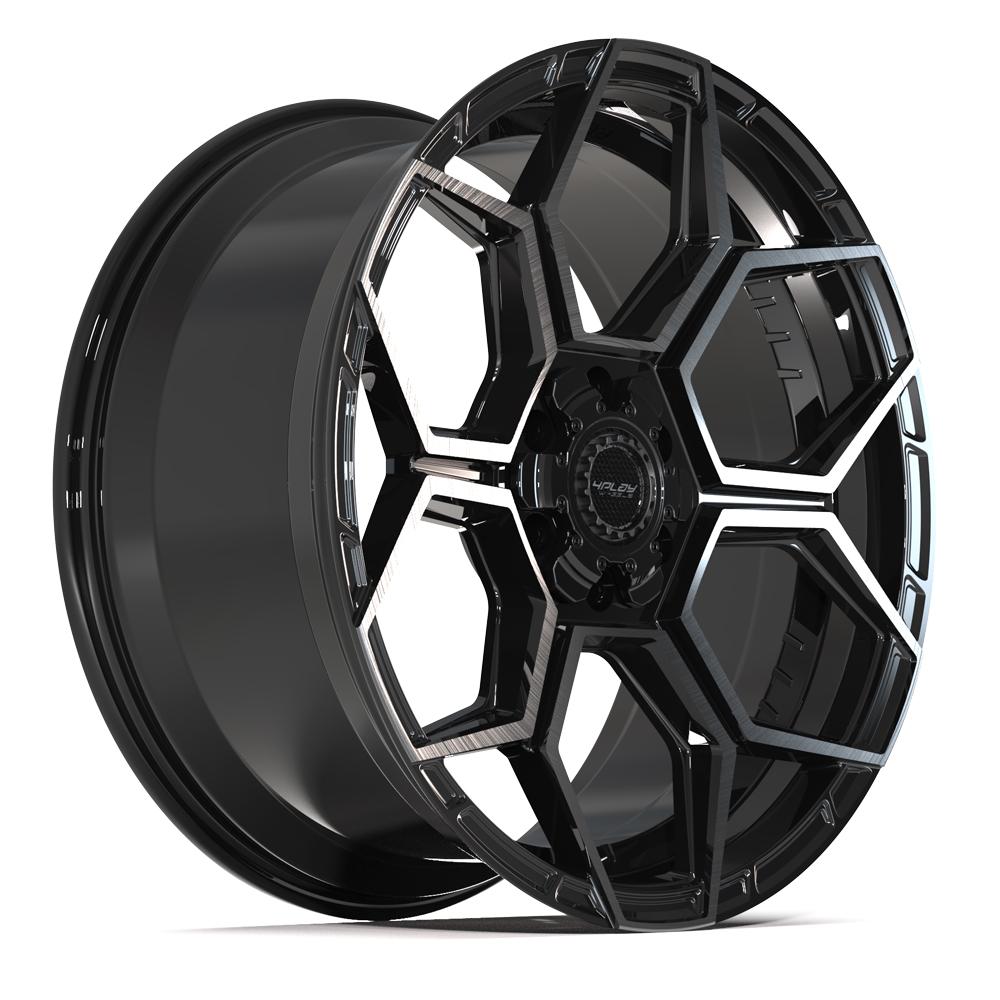 4PLAY 4PS26 22x10 6x135 + 6x139.7 24et Gloss Black Brushed with Tinted Clear Wheel - View 3