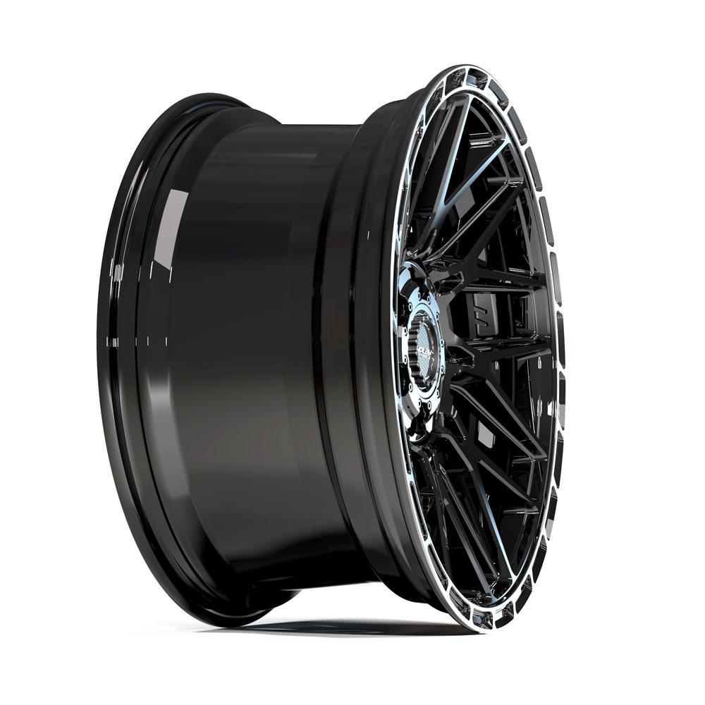 4PLAY 4PS28 18x8 5x112 + 5x114.3 38et Gloss Black Brushed with Tinted Clear Wheel - View 3