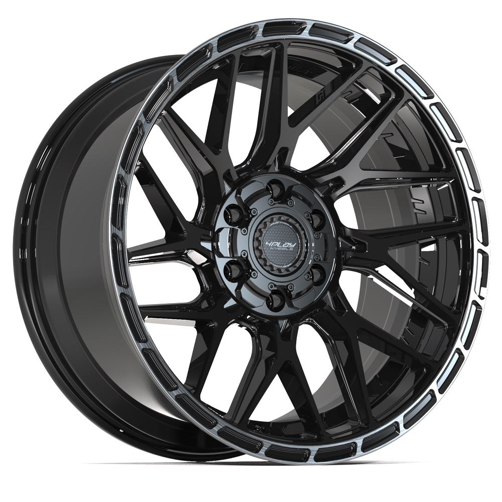 4PLAY 4PS28 20x9 6x135 + 6x139.7 -6et Gloss Black Brushed with Tinted Clear Wheel