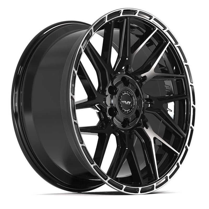 4PLAY 4PS28 22x10 6x135 + 6x139.7 24et Gloss Black Brushed with Tinted Clear Wheel - View 3