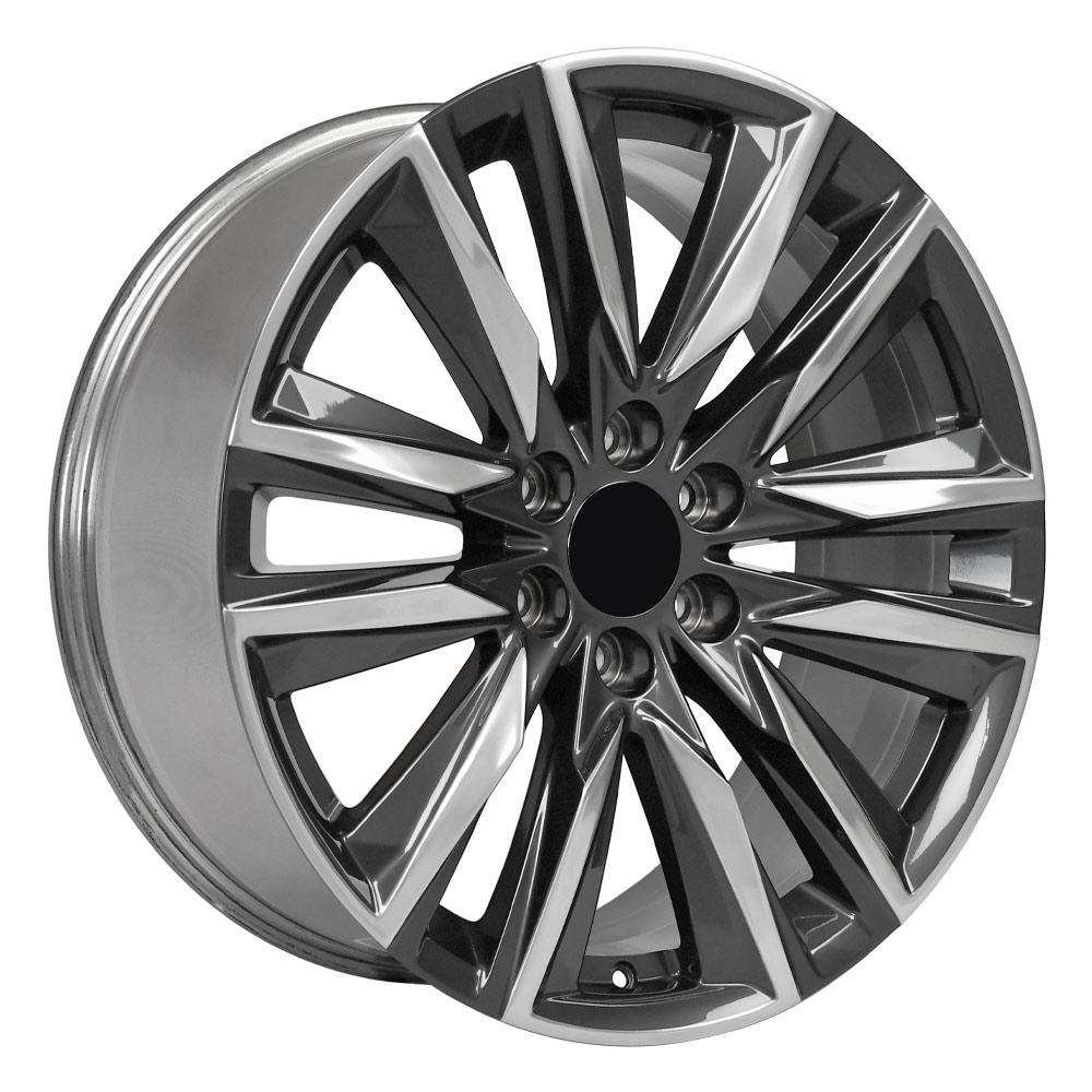 OE Wheels CA91 22x9 6x139.7 28et Gloss Gunmetal with Polished Face Wheel - View 3