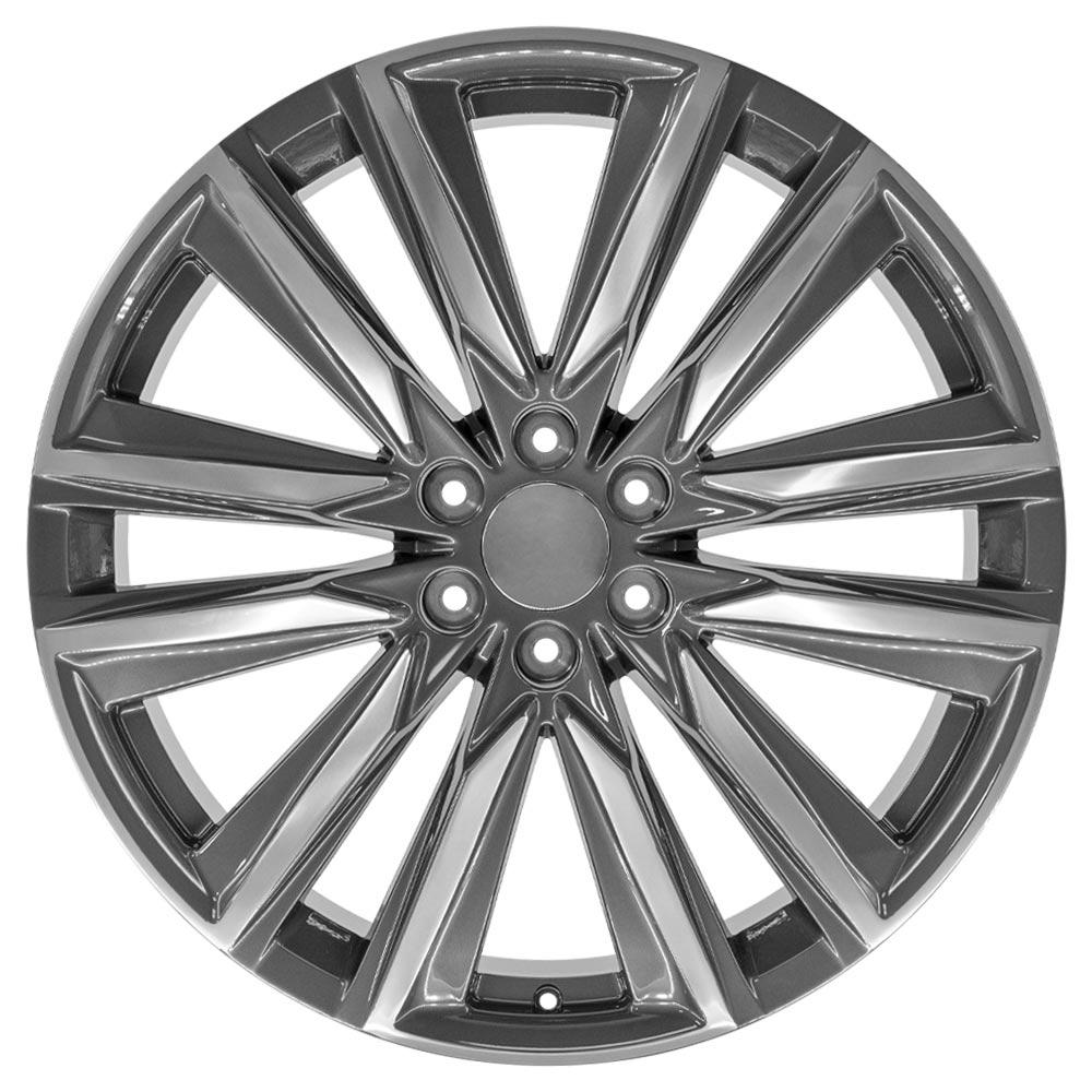 OE Wheels CA91 24x10 6x139.7 28et Gloss Gunmetal with Polished Face Wheel - View 2