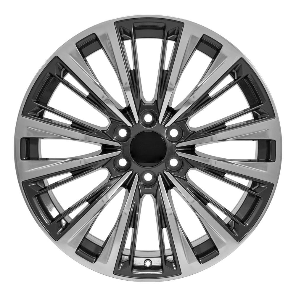 OE Wheels CA93 22x9 6x139.7 28et Gloss Gunmetal with Polished Face Wheel - View 2