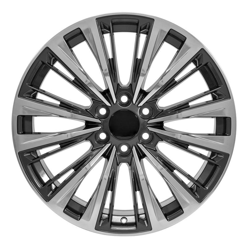 OE Wheels CA93 22x9 6x139.7 28et Gloss Gunmetal with Polished Face Wheel - View 2