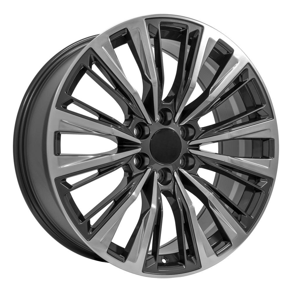 OE Wheels CA93 22x9 6x139.7 28et Gloss Gunmetal with Polished Face Wheel - View 3