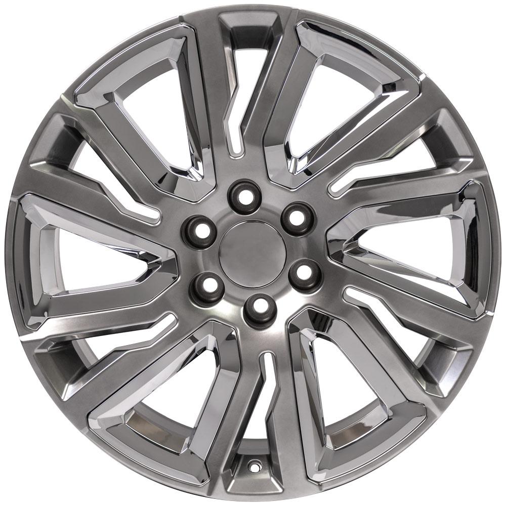 OE Wheels CV39 22x9 6x139.7 28et Gloss Hyper Black with Chrome Insert Wheel - View 2