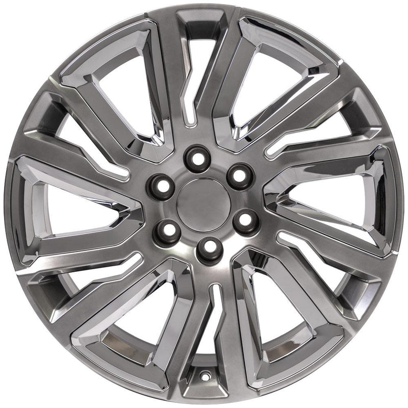 OE Wheels CV39 22x9 6x139.7 28et Gloss Hyper Black with Chrome Insert Wheel - View 2