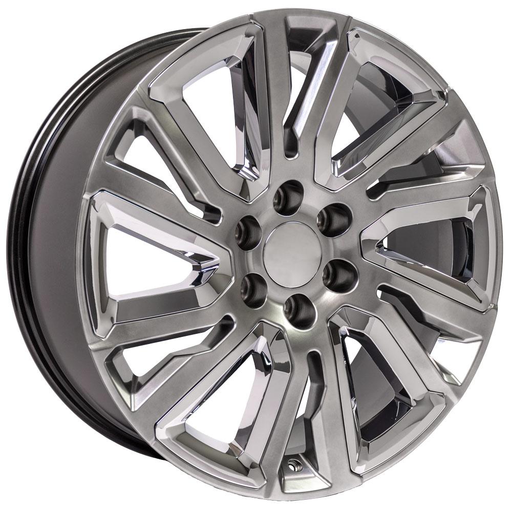 OE Wheels CV39 22x9 6x139.7 28et Gloss Hyper Black with Chrome Insert Wheel - View 3