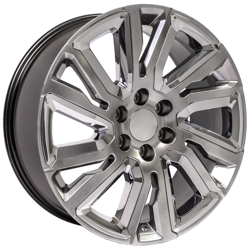OE Wheels CV39 22x9 6x139.7 28et Gloss Hyper Black with Chrome Insert Wheel - View 3