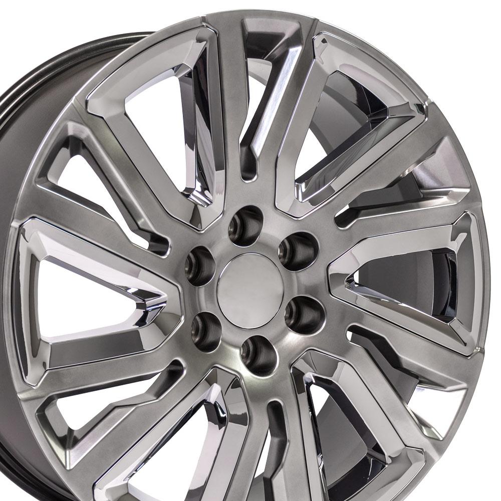 OE Wheels CV39 22x9 6x139.7 28et Gloss Hyper Black with Chrome Insert Wheel