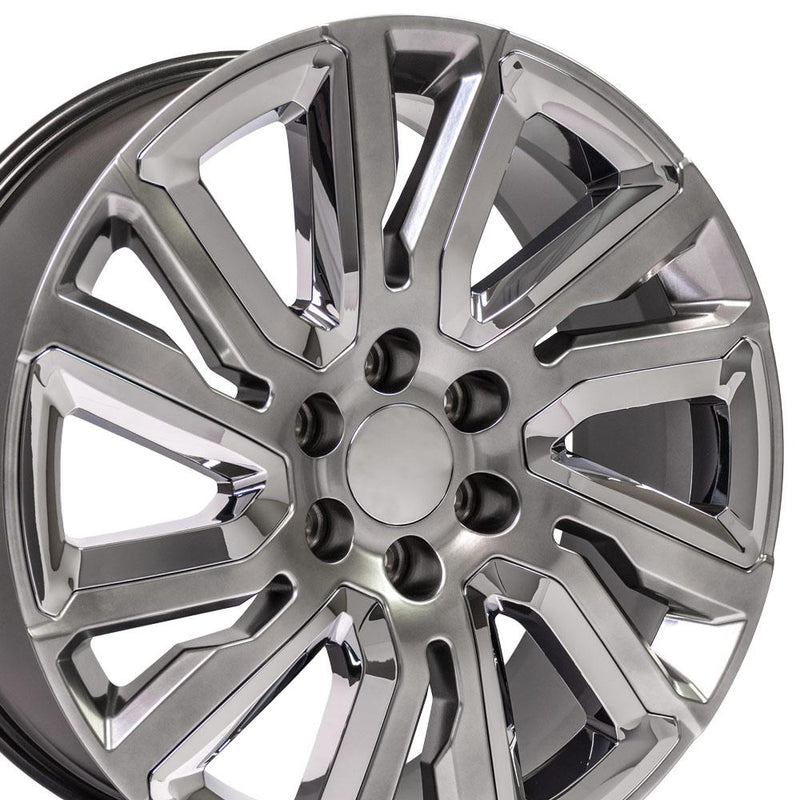 OE Wheels CV39 22x9 6x139.7 28et Gloss Hyper Black with Chrome Insert Wheel