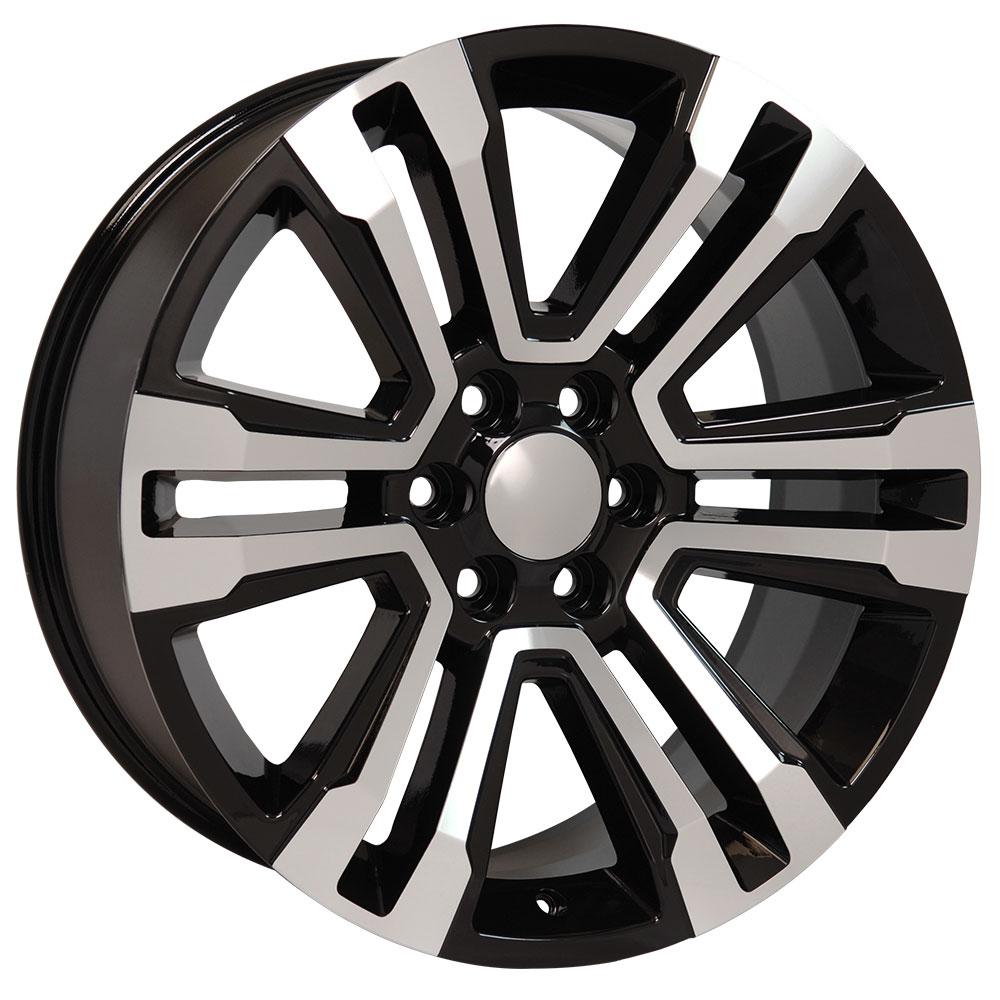 OE Wheels CV44 22x9 6x139.7 24et Gloss Black Machined Wheel - View 3