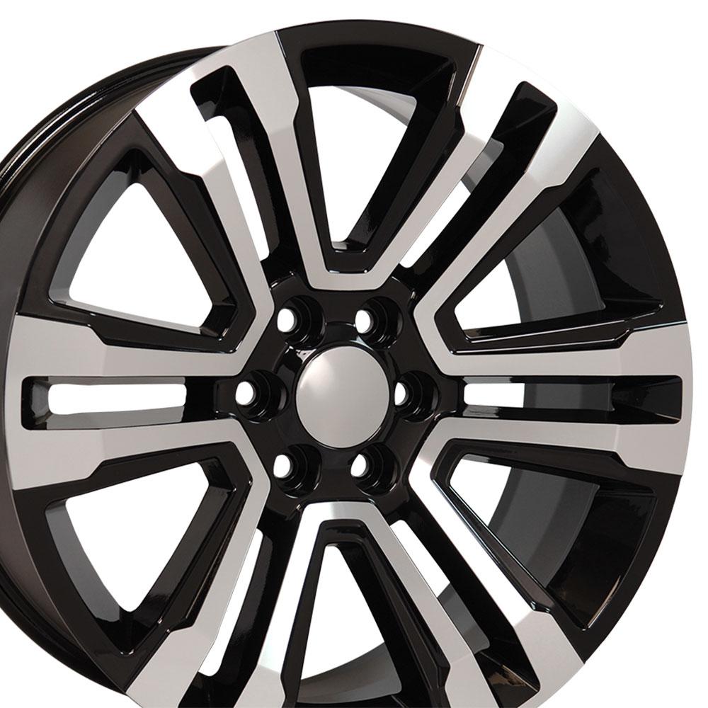 OE Wheels CV44 22x9 6x139.7 24et Gloss Black Machined Wheel
