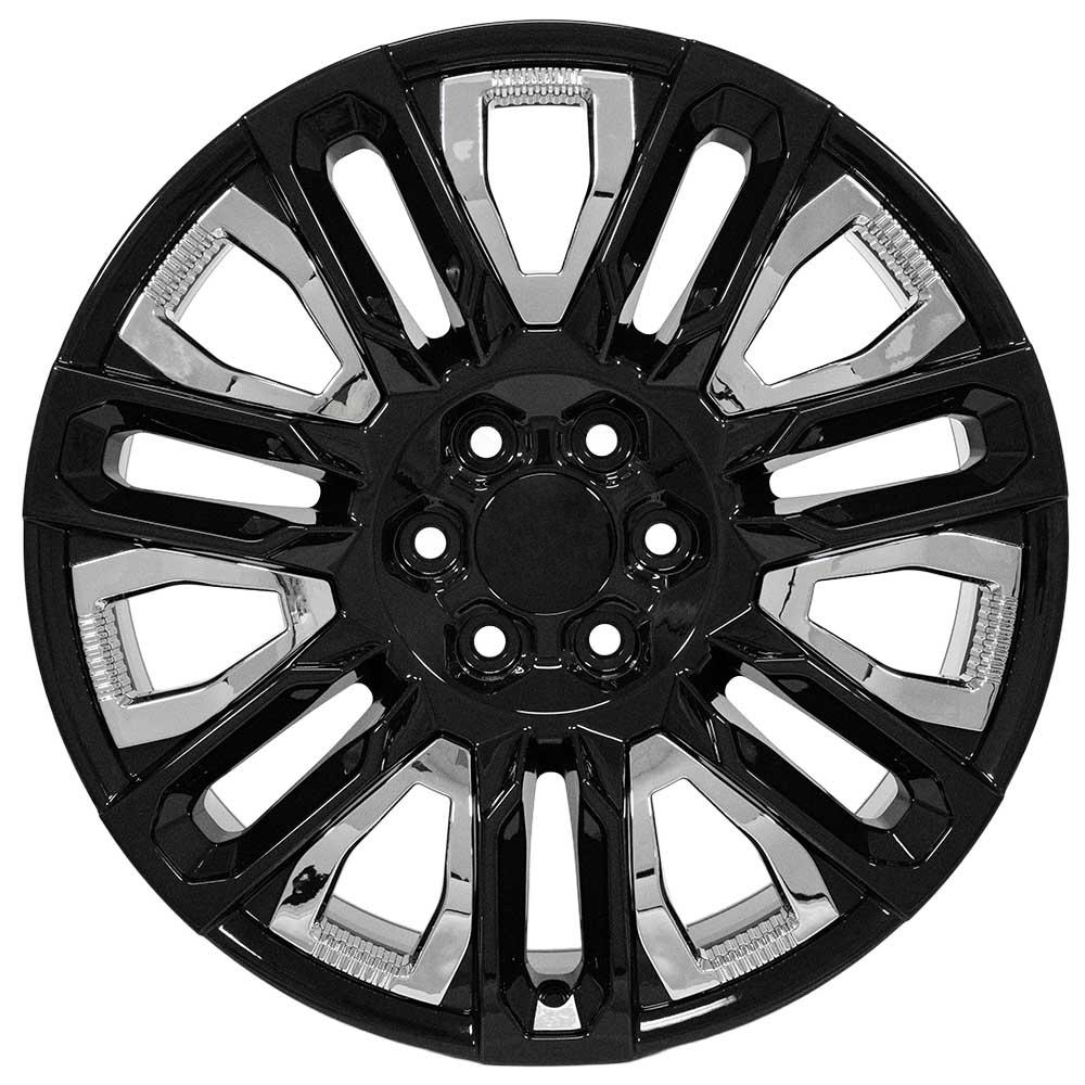 OE Wheels CV57 22x9 6x139.7 28et Gloss Black with Chrome Insert Wheel - View 2