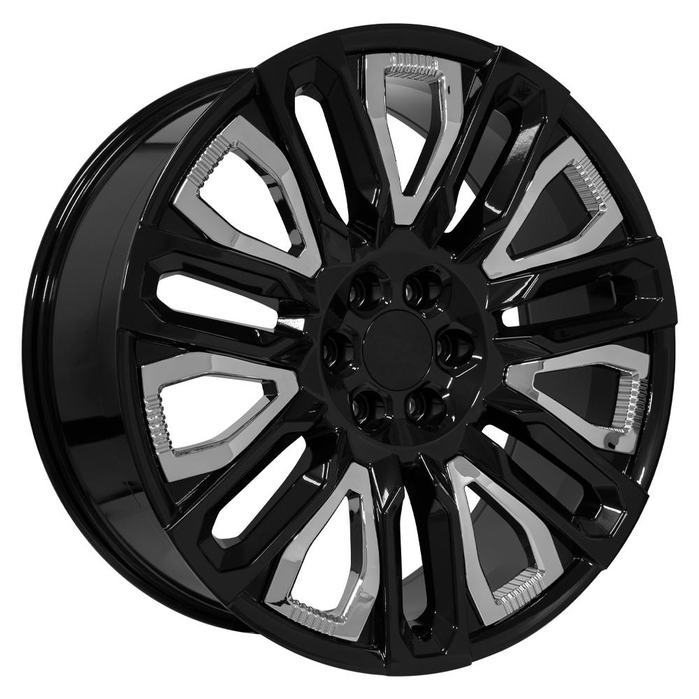 OE Wheels CV57 24x10 6x139.7 31et Gloss Black with Chrome Insert Wheel - View 3