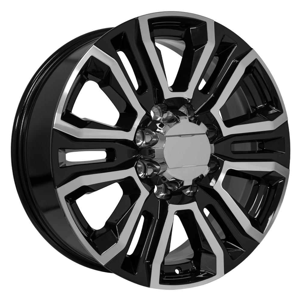 OE Wheels CV70B 22x8.5 8x180 47et Gloss Black Machined Wheel - View 3