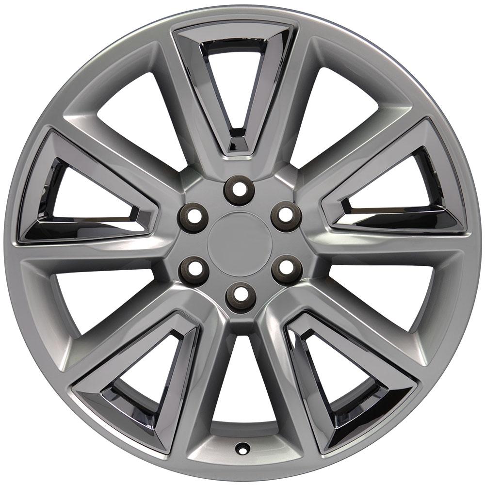 OE Wheels CV73 20x8.5 6x139.7 24et Gloss Hyper Black with Chrome Insert Wheel - View 3