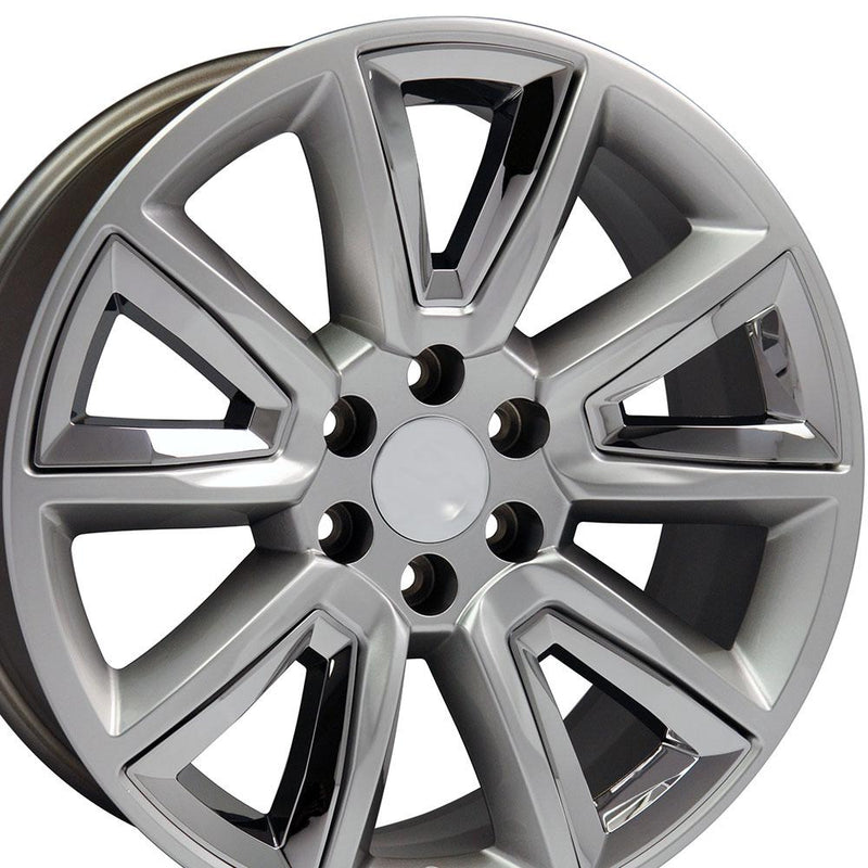 OE Wheels CV73 20x8.5 6x139.7 24et Gloss Hyper Black with Chrome Insert Wheel