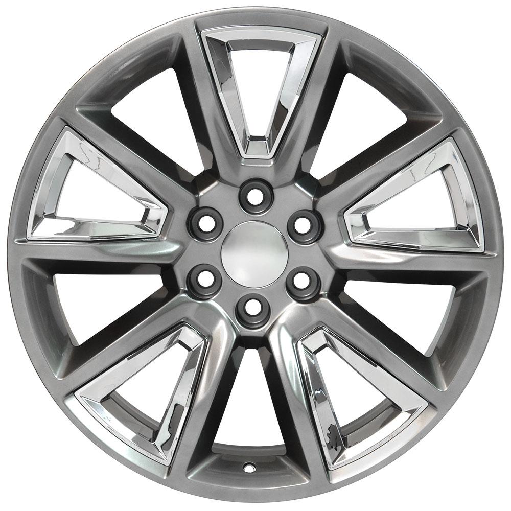OE Wheels CV73B 22x9 6x139.7 24et Gloss Hyper Black with Chrome Insert Wheel - View 2