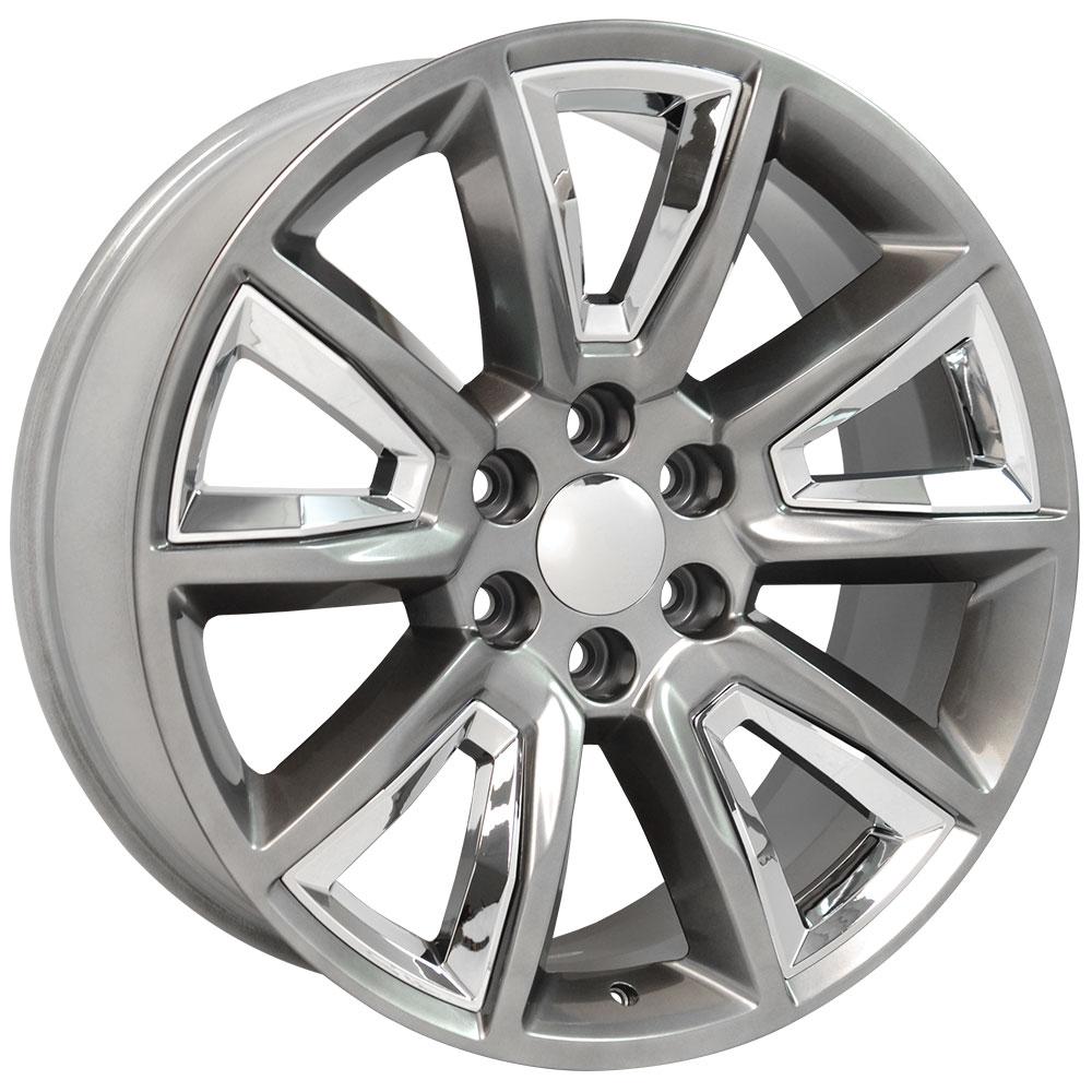 OE Wheels CV73B 22x9 6x139.7 24et Gloss Hyper Black with Chrome Insert Wheel - View 3