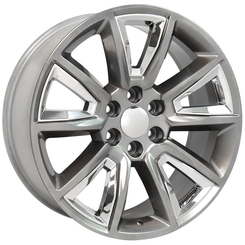 OE Wheels CV73B 22x9 6x139.7 24et Gloss Hyper Black with Chrome Insert Wheel - View 3