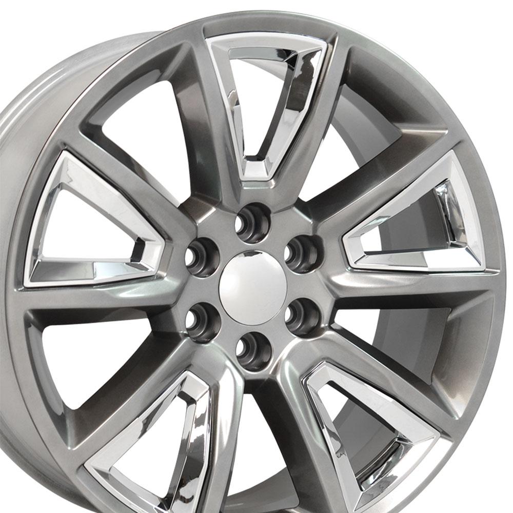 OE Wheels CV73B 22x9 6x139.7 24et Gloss Hyper Black with Chrome Insert Wheel