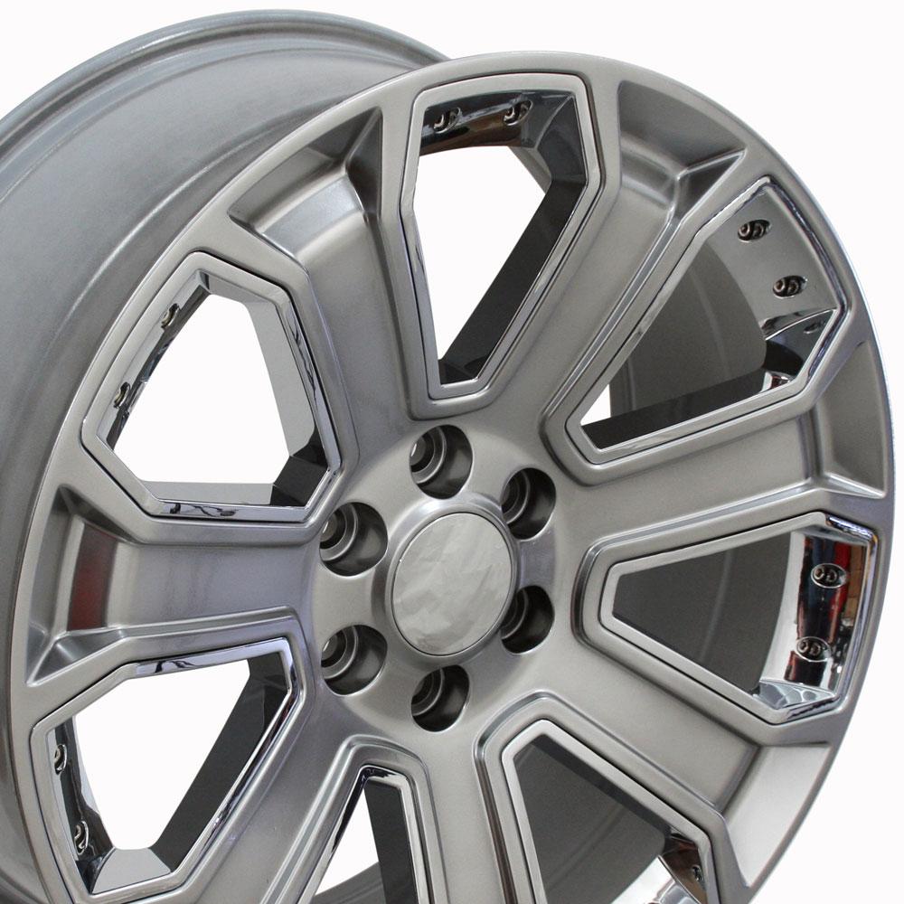 OE Wheels CV93 20x8.5 6x139.7 31et Gloss Hyper Black with Chrome Insert Wheel - View 2