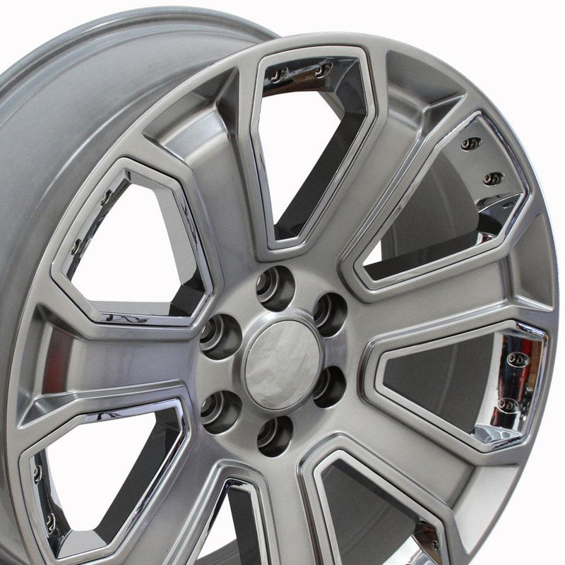 OE Wheels CV93 20x8.5 6x139.7 31et Gloss Hyper Black with Chrome Insert Wheel - View 2