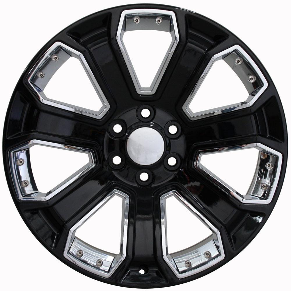 OE Wheels CV93B 22x9 6x139.7 24et Gloss Black with Chrome Insert Wheel - View 3