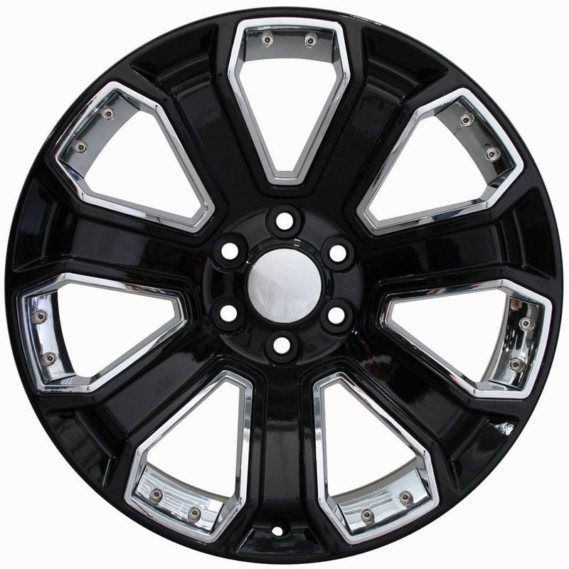 OE Wheels CV93B 22x9 6x139.7 24et Gloss Black with Chrome Insert Wheel - View 3