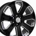 OE Wheels CV93B 22x9 6x139.7 24et Gloss Black with Chrome Insert Wheel