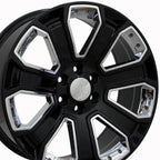 OE Wheels CV93B 22x9 6x139.7 24et Gloss Black with Chrome Insert Wheel
