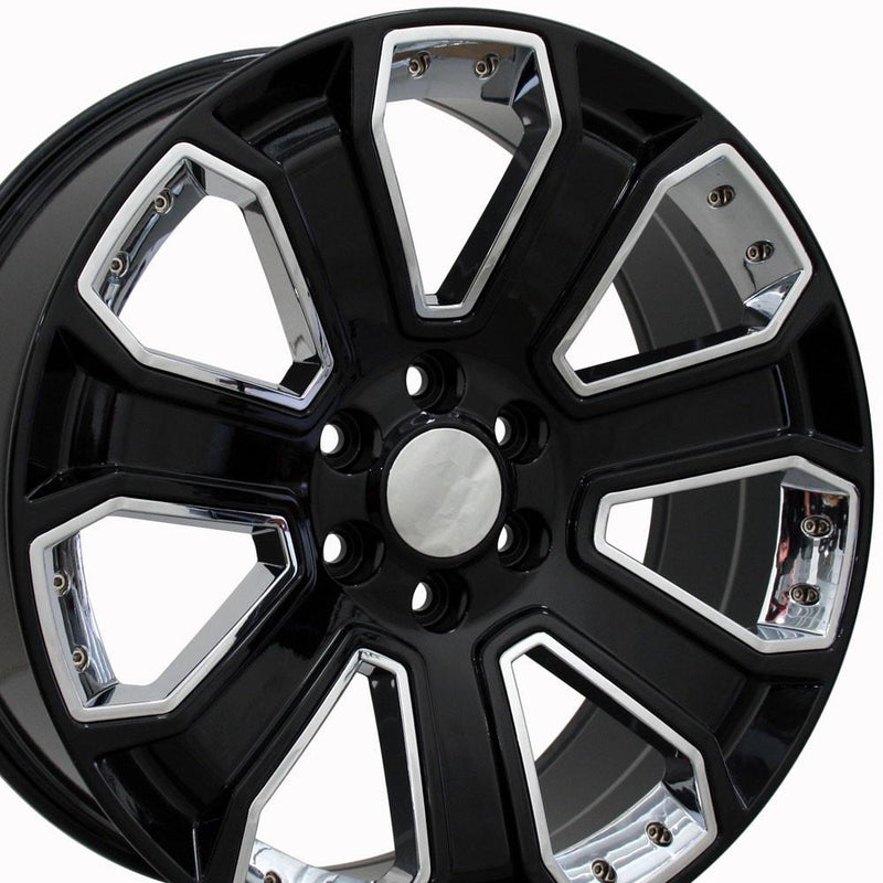 OE Wheels CV93B 22x9 6x139.7 24et Gloss Black with Chrome Insert Wheel