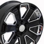 OE Wheels CV93B 22x9 6x139.7 24et Gloss Black with Chrome Insert Wheel - View 2
